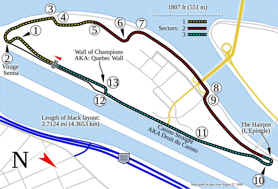 Circuit Gilles Villeneuve 赛道地图